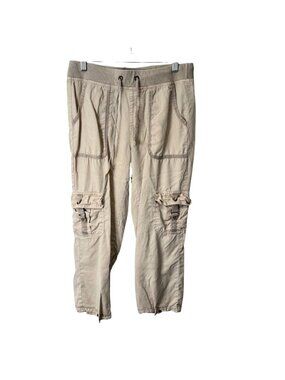 XCVI Womens Size S Capri Pants Cargo Cotton-Blend Drawstring Waist & Pockets